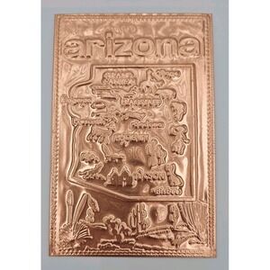 Vintage Kopper Kard ARIZONA STATE Embossed/Engraved Copper Postcard/Art/Souvenir